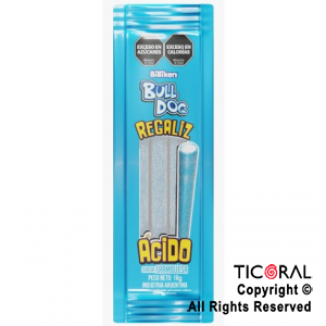 REGALIZ ACIDO BULLDOG FRAMBUESA X 18 GR x 12 UNIDADES